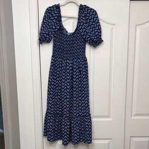 Hill House Elegant Blue Floral Nap Dress With Pockets